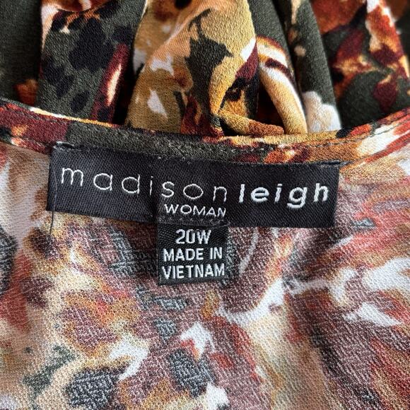 Madison Leigh Woman Size 20W Shift Dress Green Floral Long Sleeve Stretch Fall - Picture 7 of 8